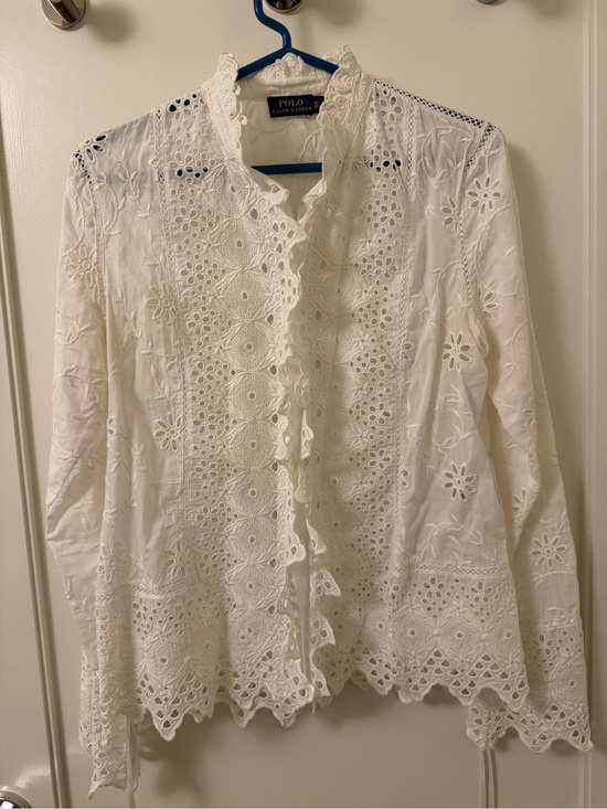 Polo Ralph Lauren Tops - Polo Ralph Lauren: size 6/6P.  Women's White Embroidered Eyelet Shirt